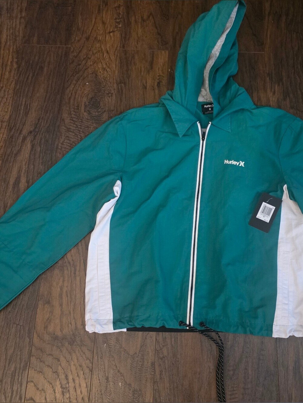 Hurley Teal and White Hooded Jacket
